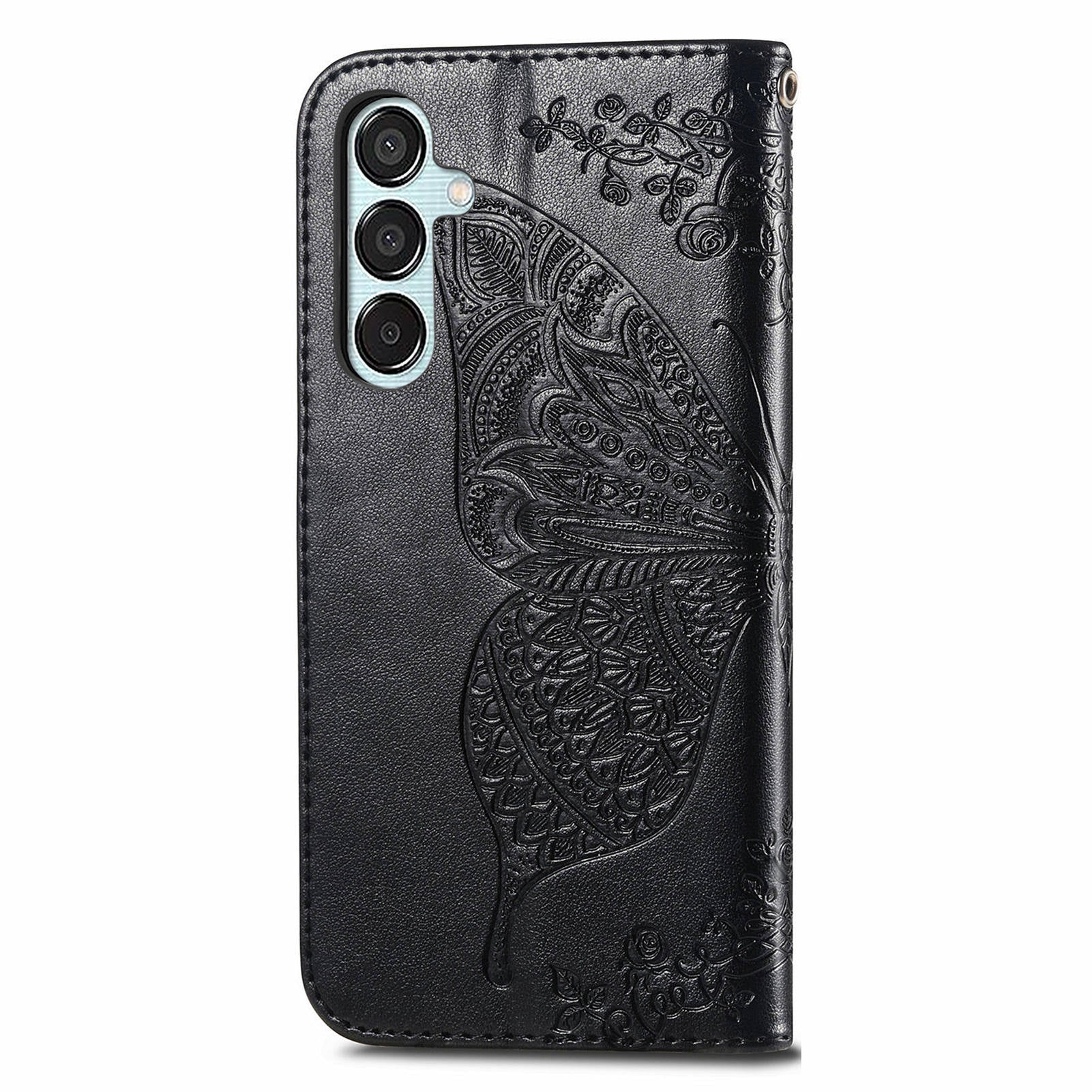 For Samsung Galaxy M15 5G Case Butterfly Pattern PU Leather Hand Strap Wallet Purse Phone Cover - Black For Samsung Galaxy M15 5G Case Butterfly Pattern PU Leather Hand Strap Wallet Purse Phone Cover - Black
